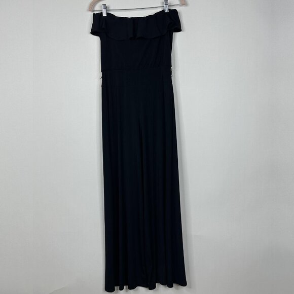 2/$30 White House Black Market Off-the-Shoulder Jumpsuit High Rise Black #8739 - Picture 3 of 8